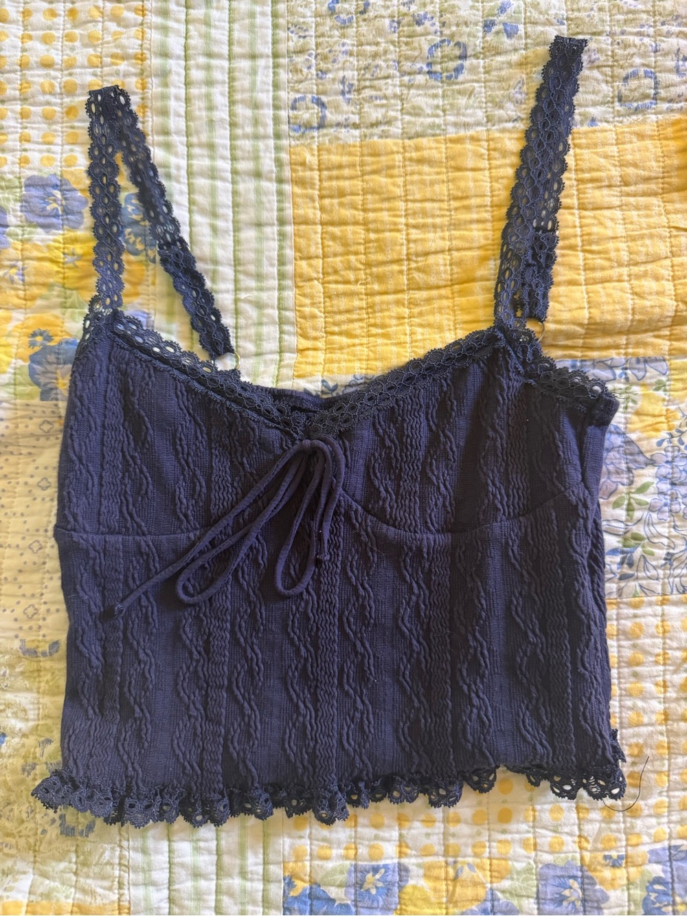 Edikted Navy Lace-Trim Cami